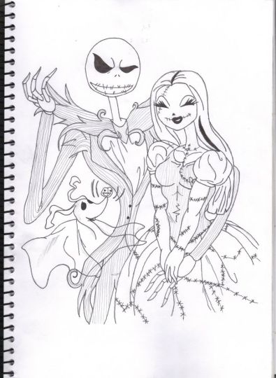 Nightmare before Christmas Jack and Sally coloring pages part 1